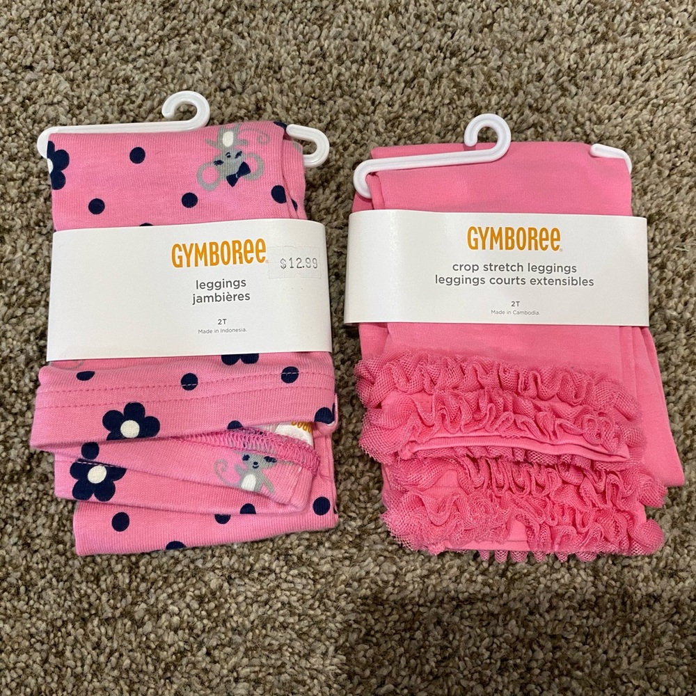 2 pair little girls leggings